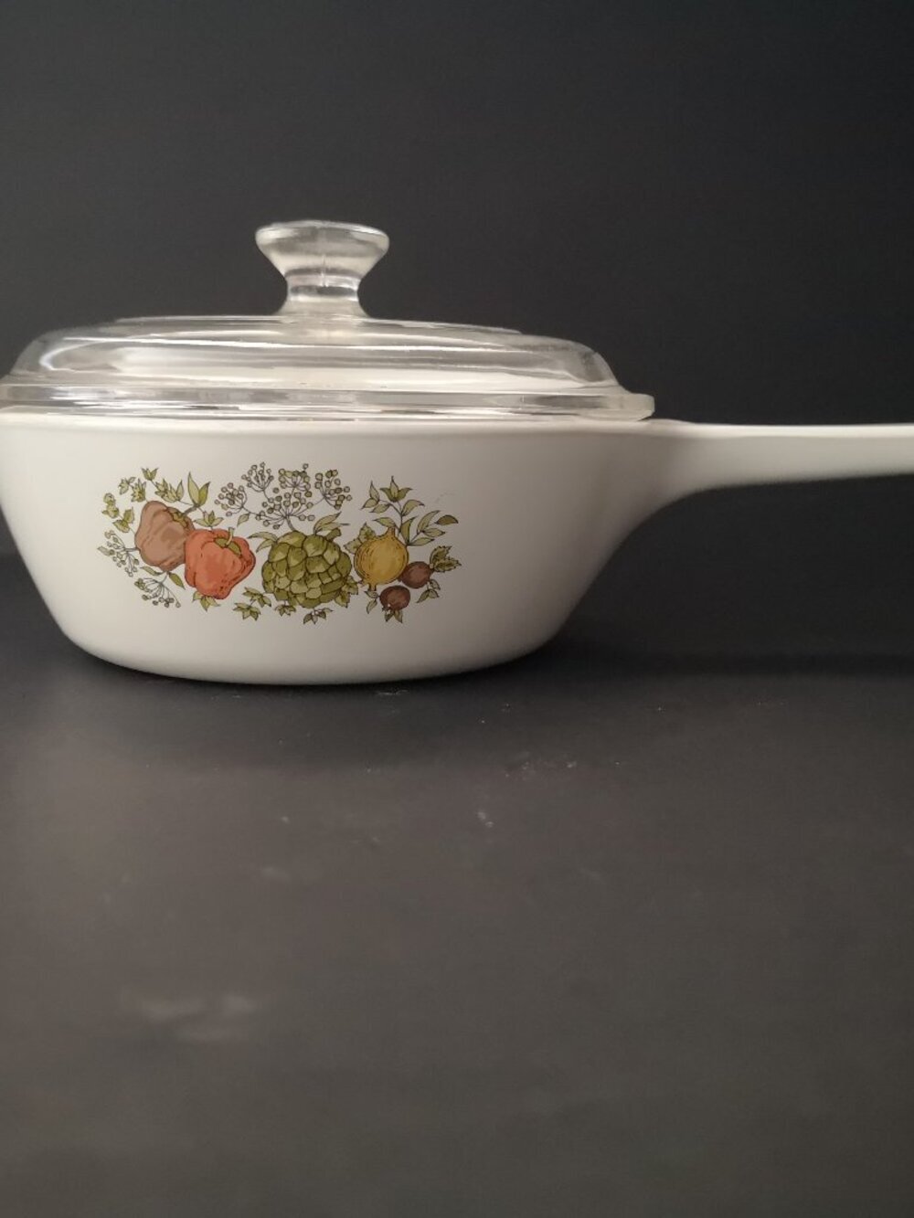 Corning Ware #P-81-B Model 600ml "Spice of Life" Pattern w/ Clear Pyrex Cover